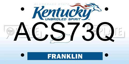 ACS73Q Kentucky License Plate