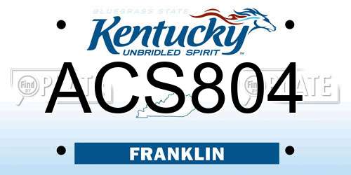 ACS804 Kentucky License Plate