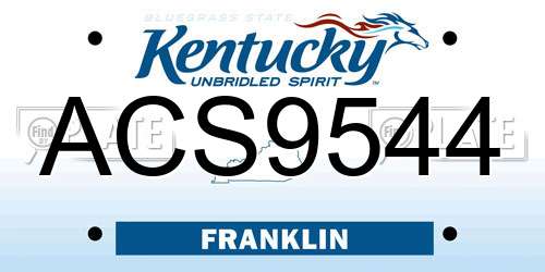 ACS9544 Kentucky License Plate