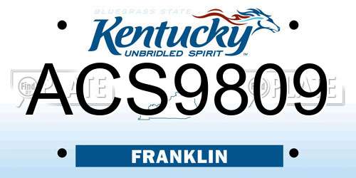 ACS9809 Kentucky License Plate