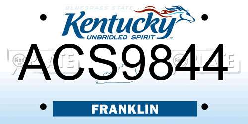 ACS9844 Kentucky License Plate