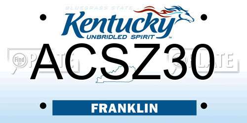 ACSZ30 Kentucky License Plate
