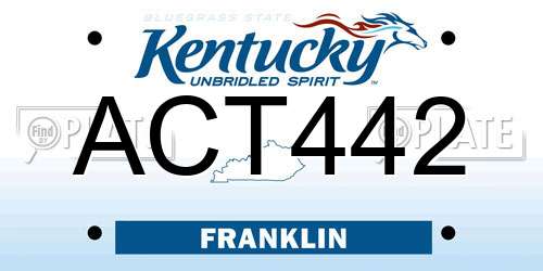 ACT442 Kentucky License Plate