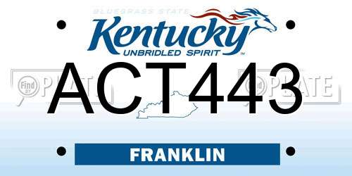 ACT443 Kentucky License Plate