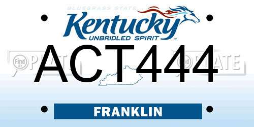 ACT444 Kentucky License Plate