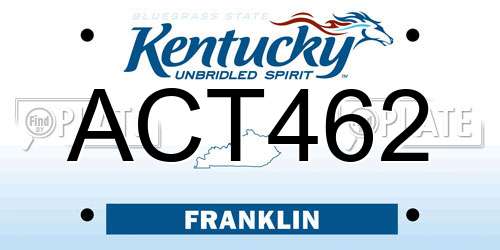 ACT462 Kentucky License Plate