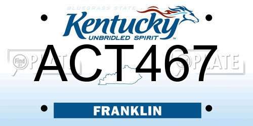 ACT467 Kentucky License Plate