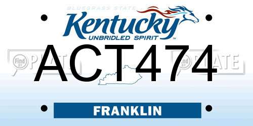 ACT474 Kentucky License Plate