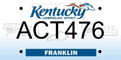 ACT476 Kentucky License Plate