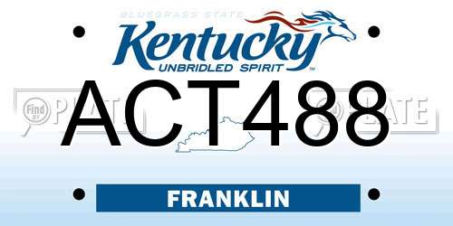 ACT488 Kentucky License Plate