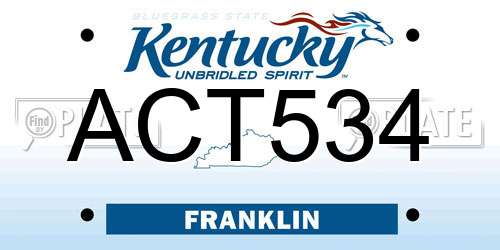 ACT534 Kentucky License Plate