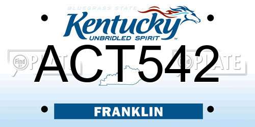 ACT542 Kentucky License Plate