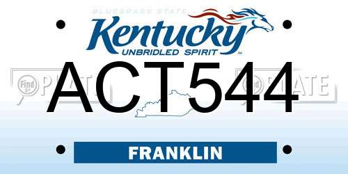 ACT544 Kentucky License Plate
