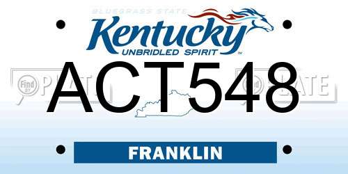 ACT548 Kentucky License Plate