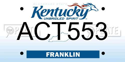 ACT553 Kentucky License Plate