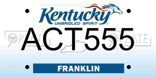 ACT555 Kentucky License Plate