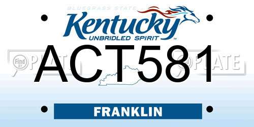 ACT581 Kentucky License Plate