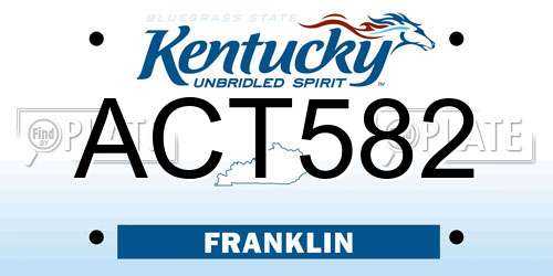 ACT582 Kentucky License Plate