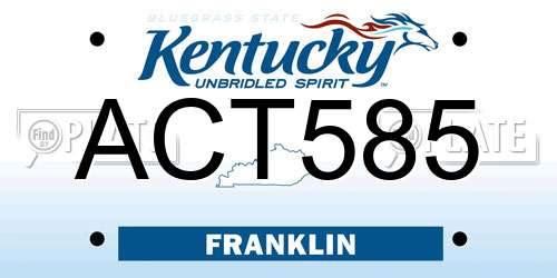 ACT585 Kentucky License Plate