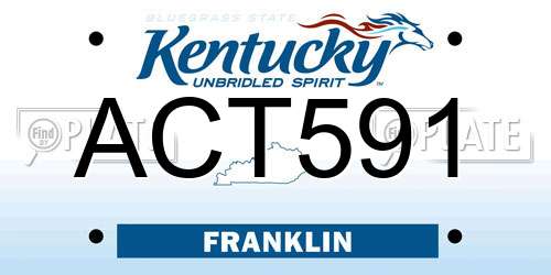 ACT591 Kentucky License Plate