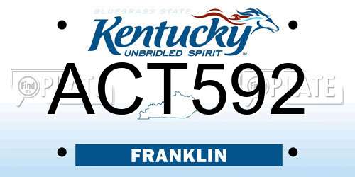 ACT592 Kentucky License Plate