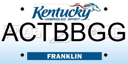ACTBBGG Kentucky License Plate