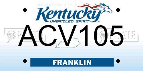 ACV105 Kentucky License Plate