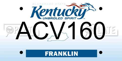 ACV160 Kentucky License Plate