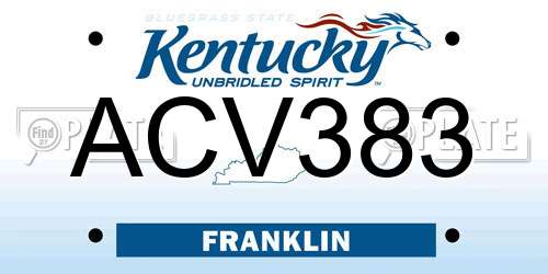 ACV383 Kentucky License Plate
