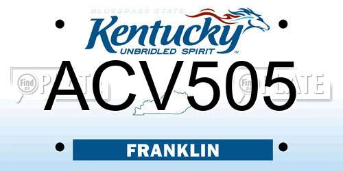 ACV505 Kentucky License Plate