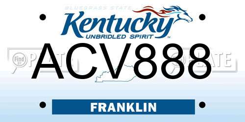 ACV888 Kentucky License Plate