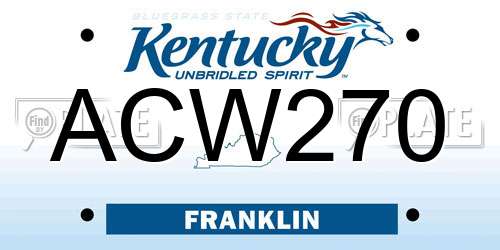 ACW270 Kentucky License Plate
