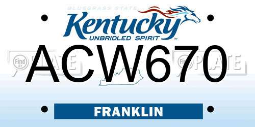 ACW670 Kentucky License Plate