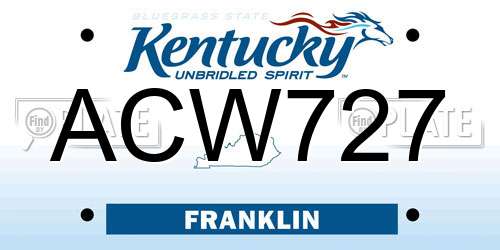 ACW727 Kentucky License Plate