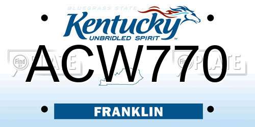 ACW770 Kentucky License Plate