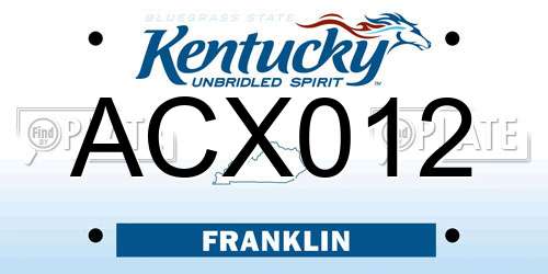 ACX012 Kentucky License Plate