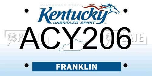 ACY206 Kentucky License Plate