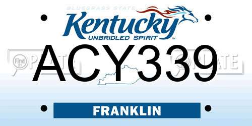 ACY339 Kentucky License Plate