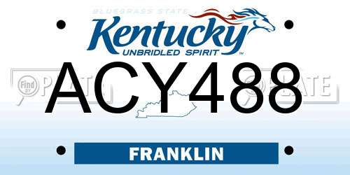 ACY488 Kentucky License Plate
