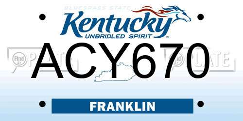 ACY670 Kentucky License Plate