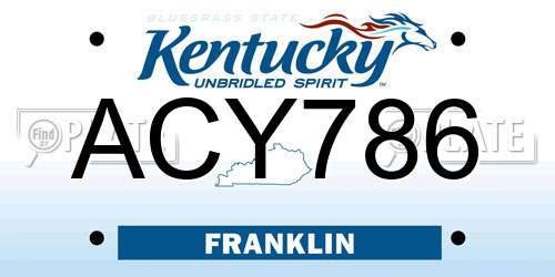 ACY786 Kentucky License Plate