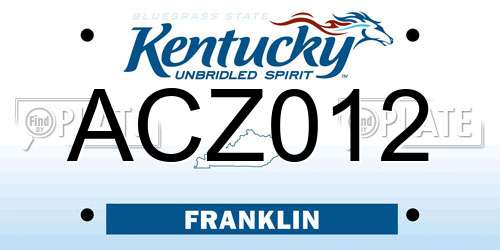 ACZ012 Kentucky License Plate