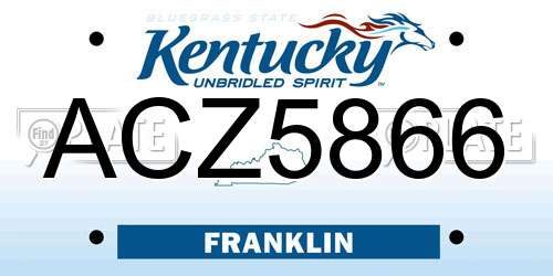 ACZ5866 Kentucky License Plate