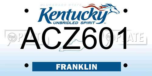ACZ601 Kentucky License Plate