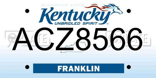 ACZ8566 Kentucky License Plate