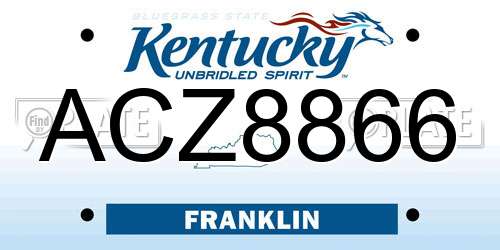 ACZ8866 Kentucky License Plate