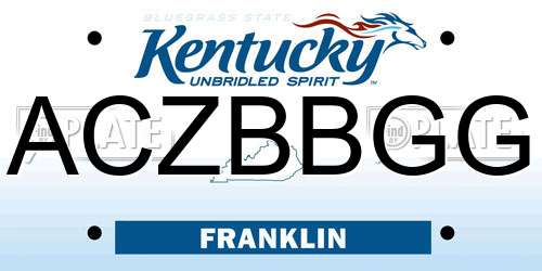 ACZBBGG Kentucky License Plate
