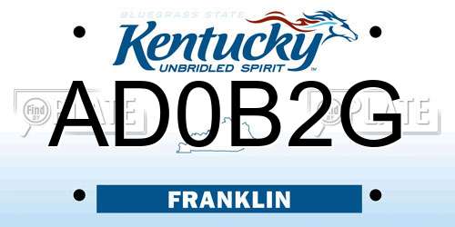 AD0B2G Kentucky License Plate