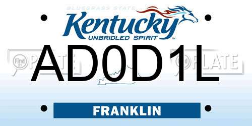 AD0D1L Kentucky License Plate