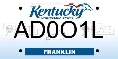 AD0O1L Kentucky License Plate
